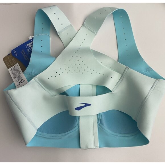 Brooks 32C/D Dare Zip Front Run Bra 2.0 Ice Blue Vivid Teal Molded Sports Bra - Picture 8 of 9